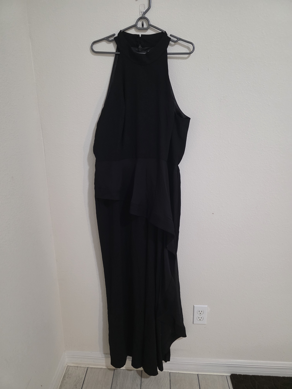 City Chic Black High-Neck High-Low Maxi Dress